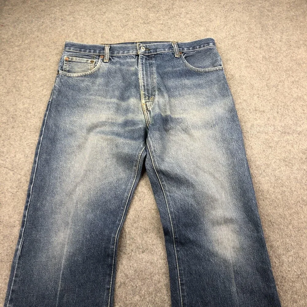 Vintage Levis 517 Jeans Mens 36x30 Slim Bootcut Denim Distressed Whiskered